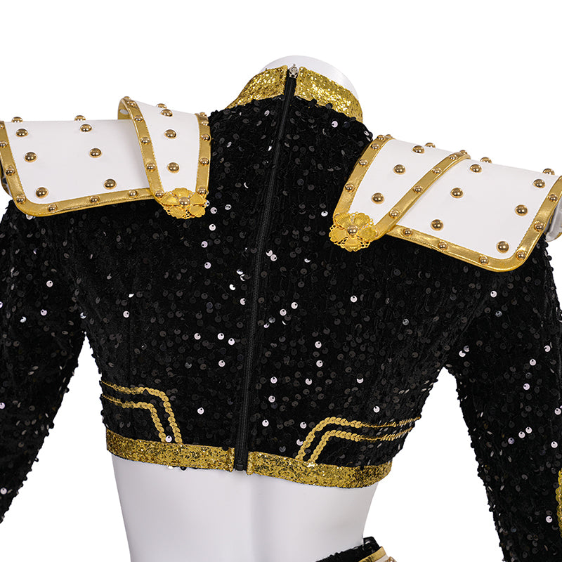 Kpop Demon Hunters Zoey Cosplay Costume Black Golden Dance Suit Halloween Fancy Outfit ACcosplay