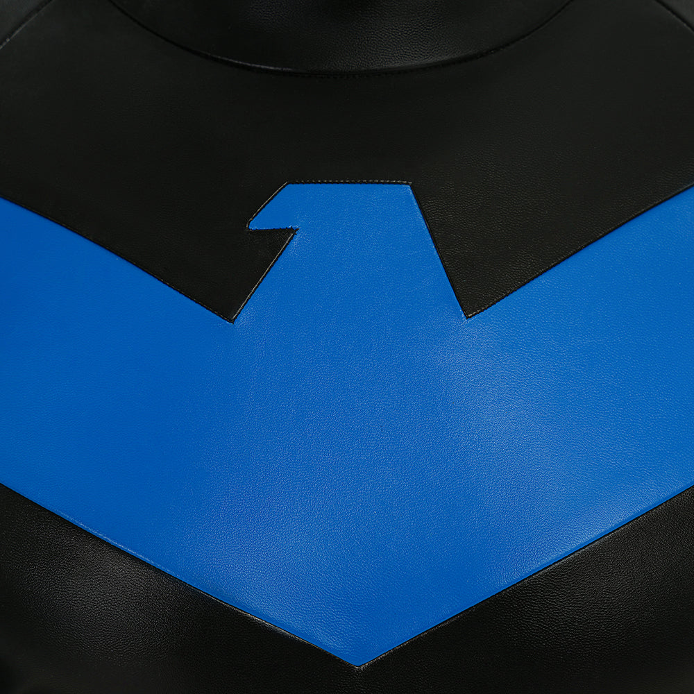 Comic Nightwing Dick Grayson Cosplay Costume Blue Dick Leather Suit ACcosplay