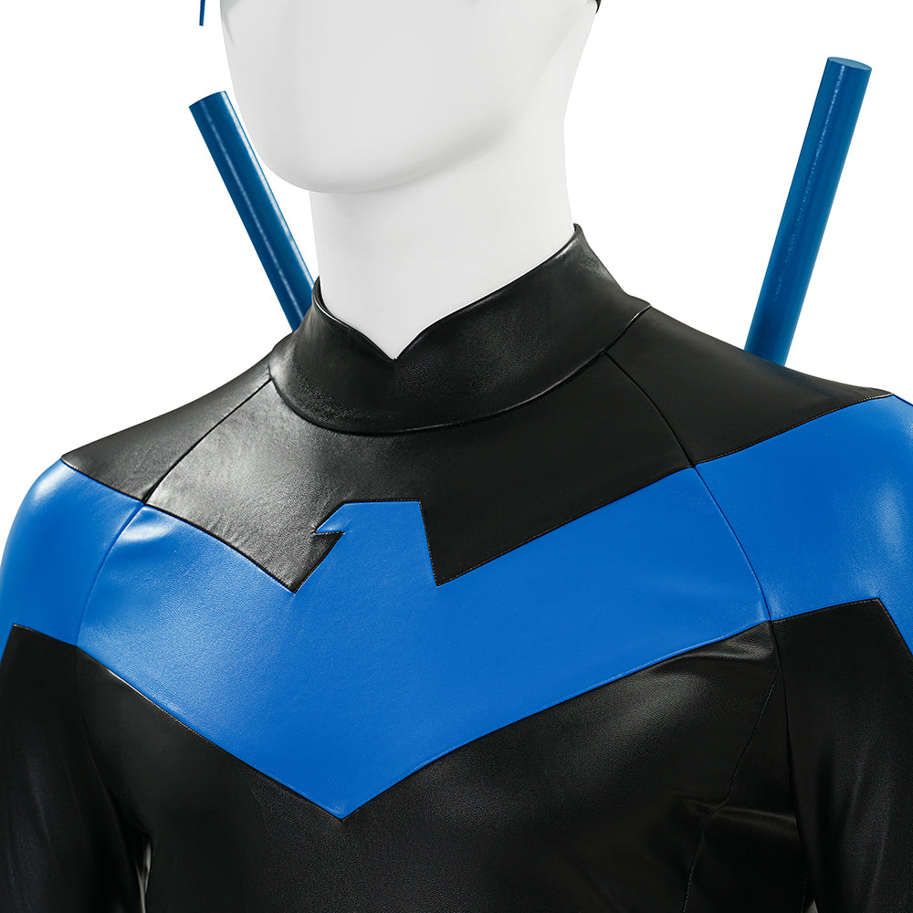 Comic Nightwing Dick Grayson Cosplay Costume Blue Dick Leather Suit ACcosplay