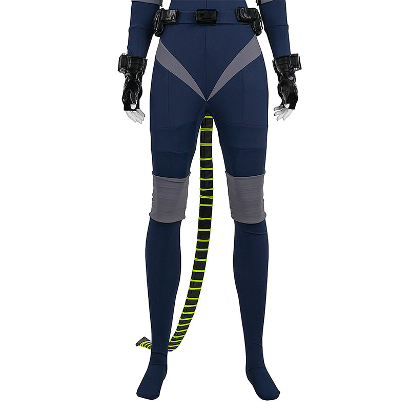 Absolute Universe Selina Kyle Cosplay Costume Blue Jumpsuit With Tail ACcosplay
