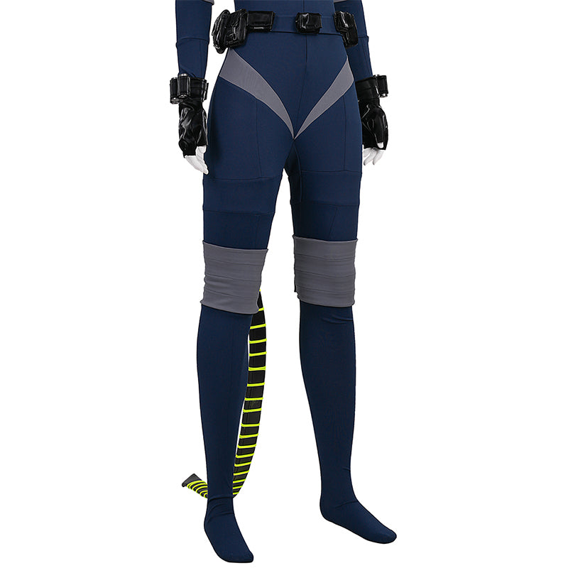 Absolute Universe Selina Kyle Cosplay Costume Blue Jumpsuit With Tail ACcosplay