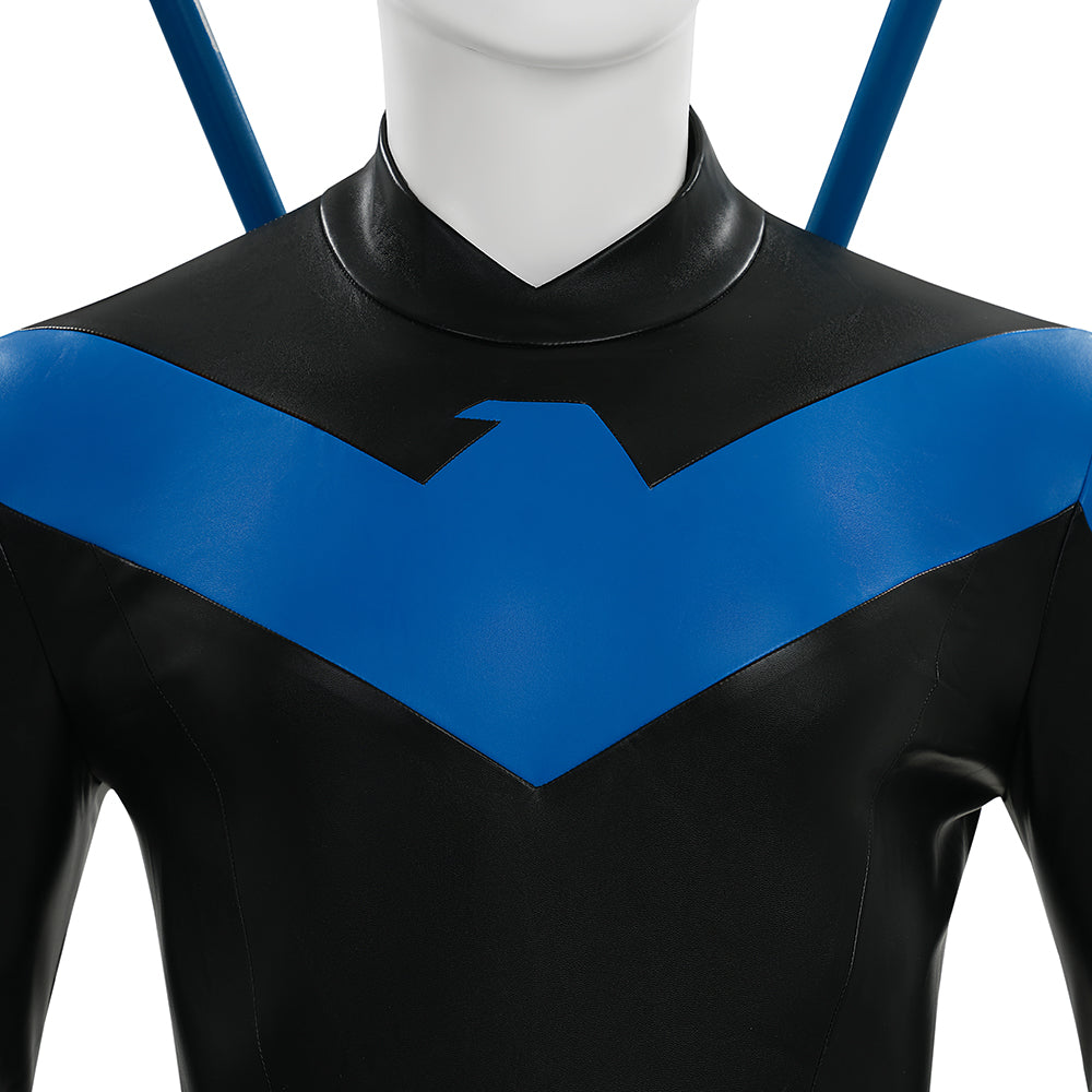 Comic Nightwing Dick Grayson Cosplay Costume Blue Dick Leather Suit ACcosplay