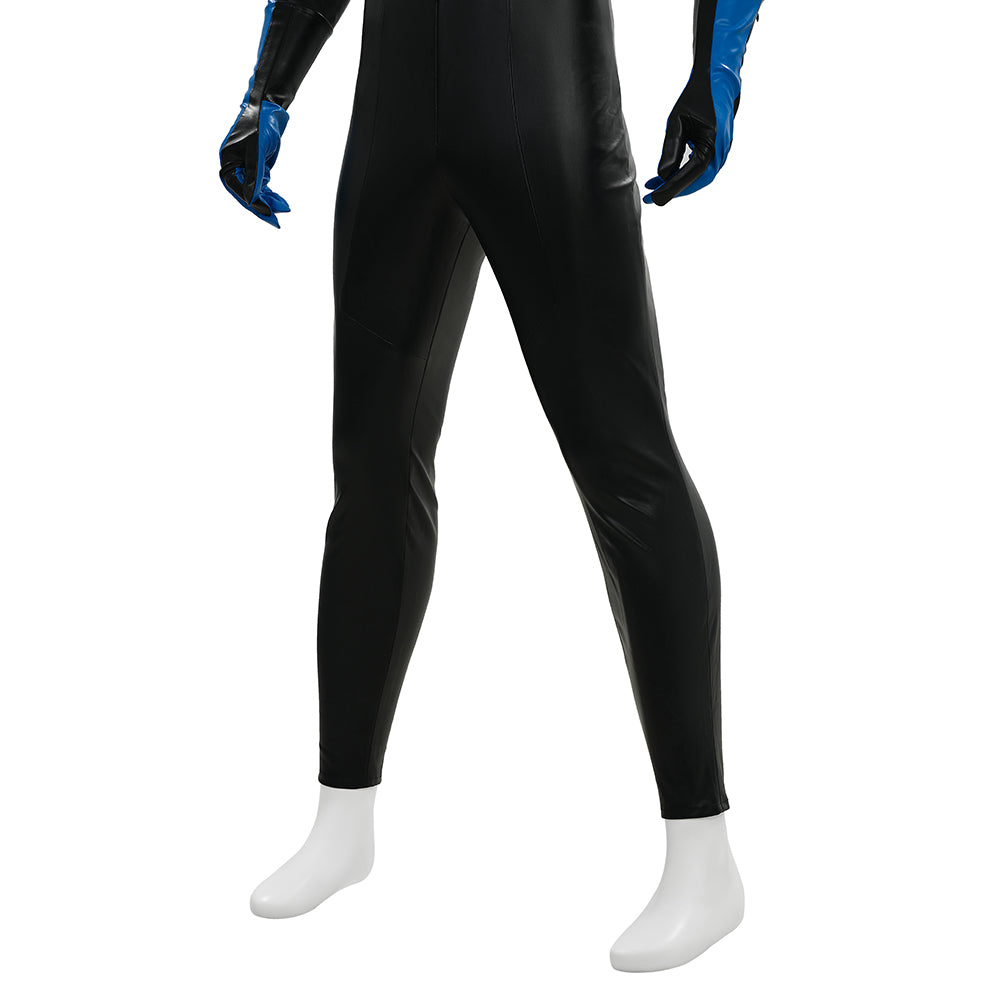 Comic Nightwing Dick Grayson Cosplay Costume Blue Dick Leather Suit ACcosplay