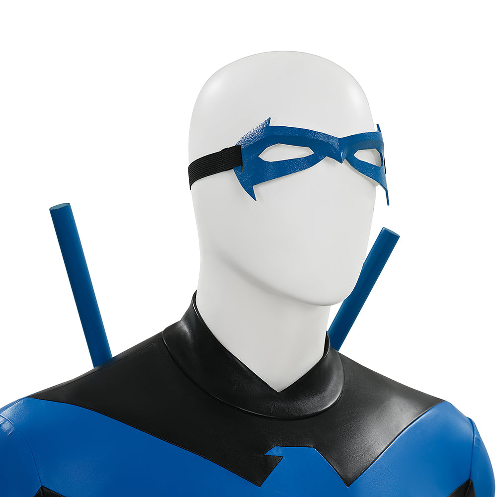 Comic Nightwing Dick Grayson Cosplay Costume Blue Dick Leather Suit ACcosplay