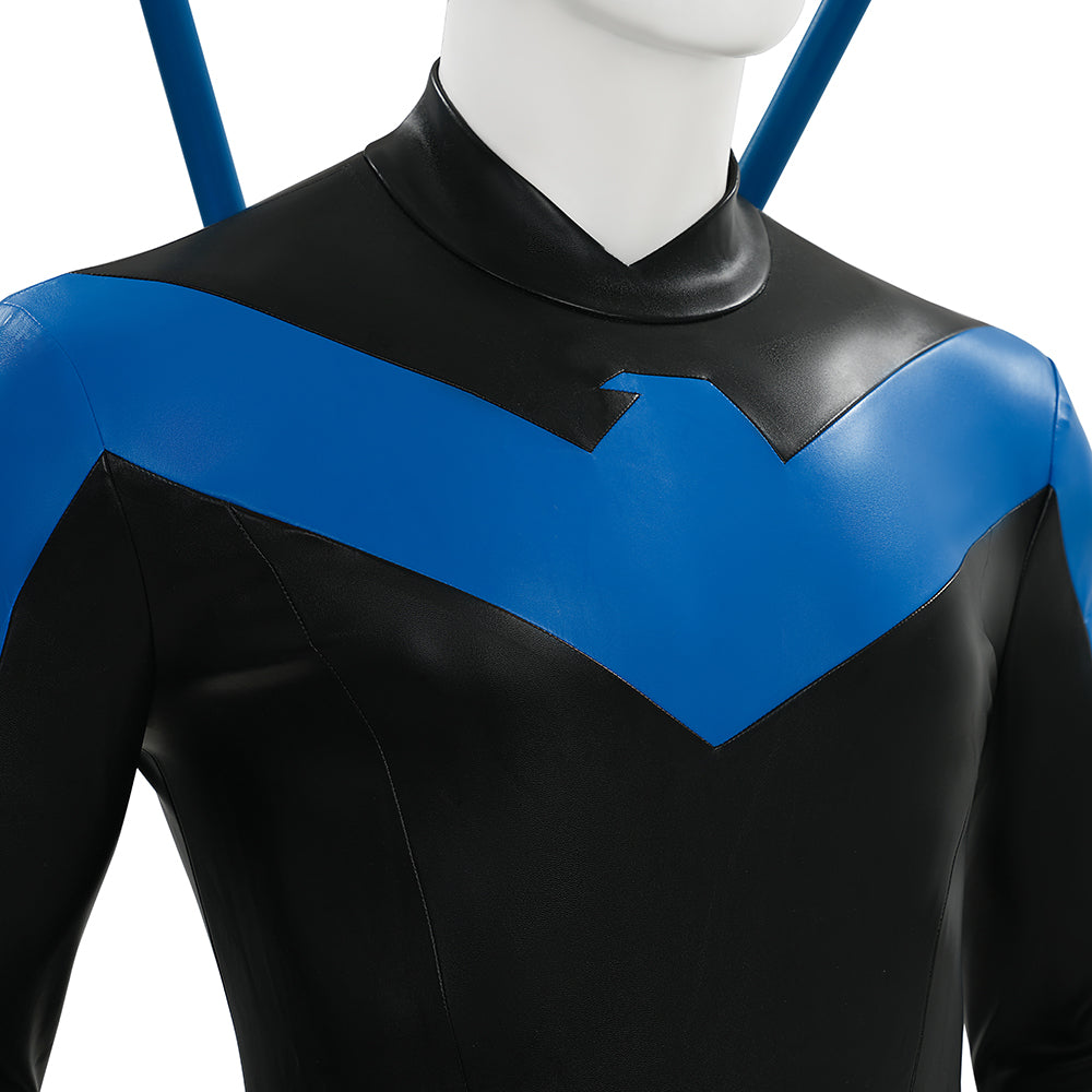 Comic Nightwing Dick Grayson Cosplay Costume Blue Dick Leather Suit ACcosplay