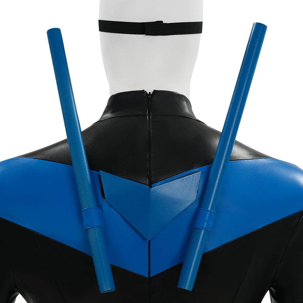 Comic Nightwing Dick Grayson Cosplay Costume Blue Dick Leather Suit ACcosplay