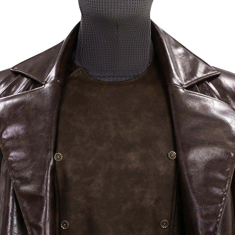 Spider Man Noir Cosplay Costume Brown Leather Halloween Outfit ACcosplay