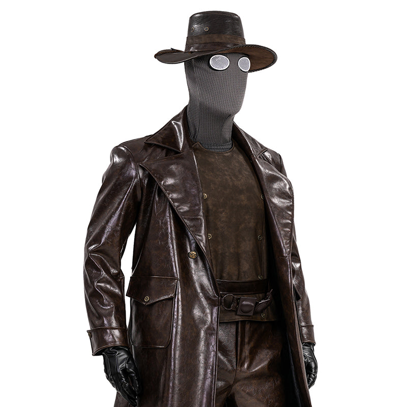 Spider Man Noir Cosplay Costume Brown Leather Halloween Outfit ACcosplay