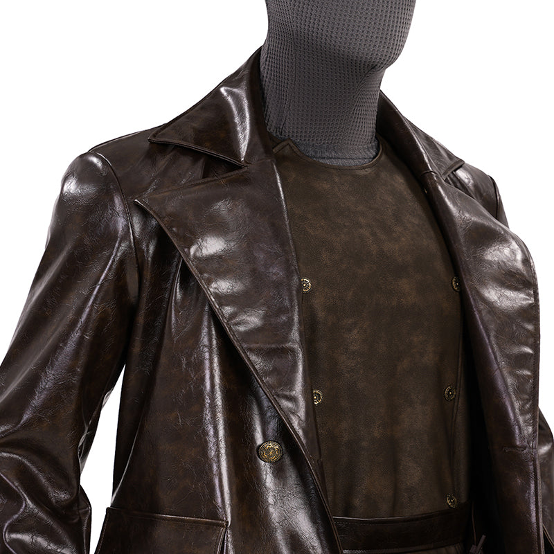 Spider Man Noir Cosplay Costume Brown Leather Halloween Outfit ACcosplay