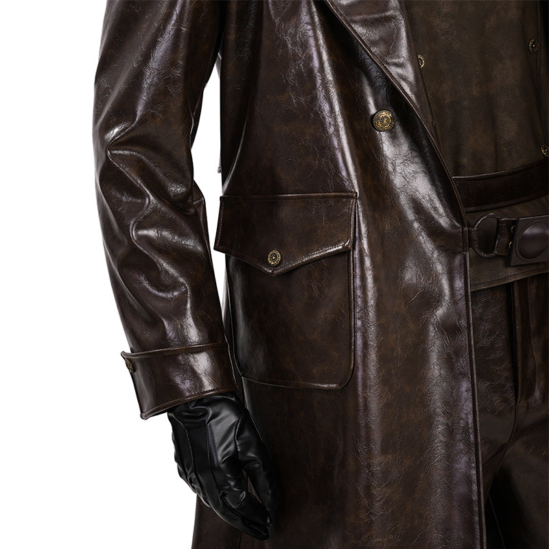 Spider Man Noir Cosplay Costume Brown Leather Halloween Outfit ACcosplay