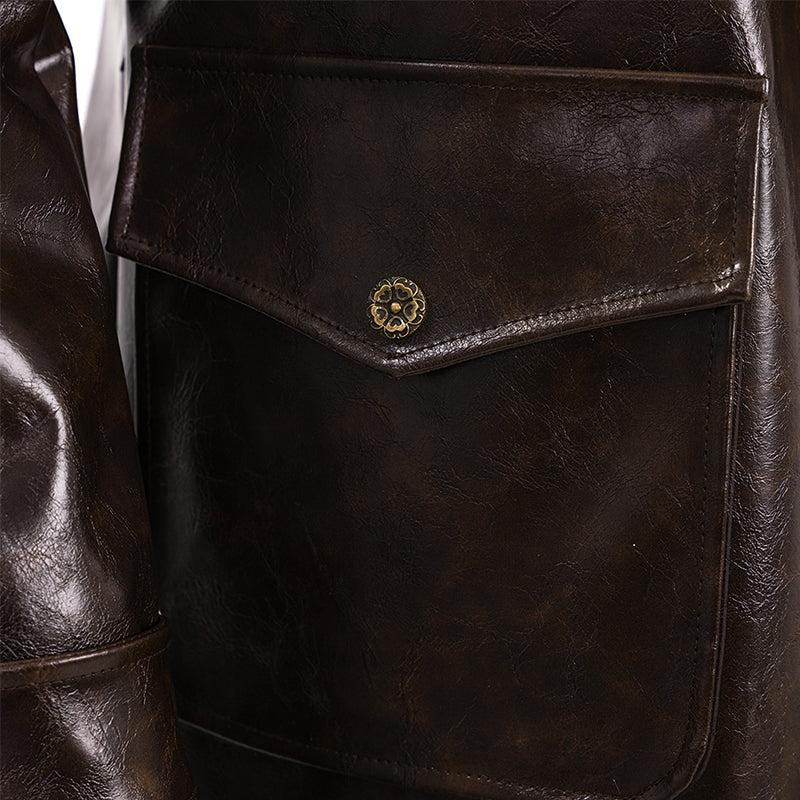 Spider Man Noir Cosplay Costume Brown Leather Halloween Outfit ACcosplay