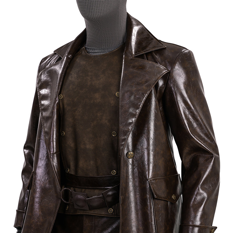 Spider Man Noir Cosplay Costume Brown Leather Halloween Outfit ACcosplay