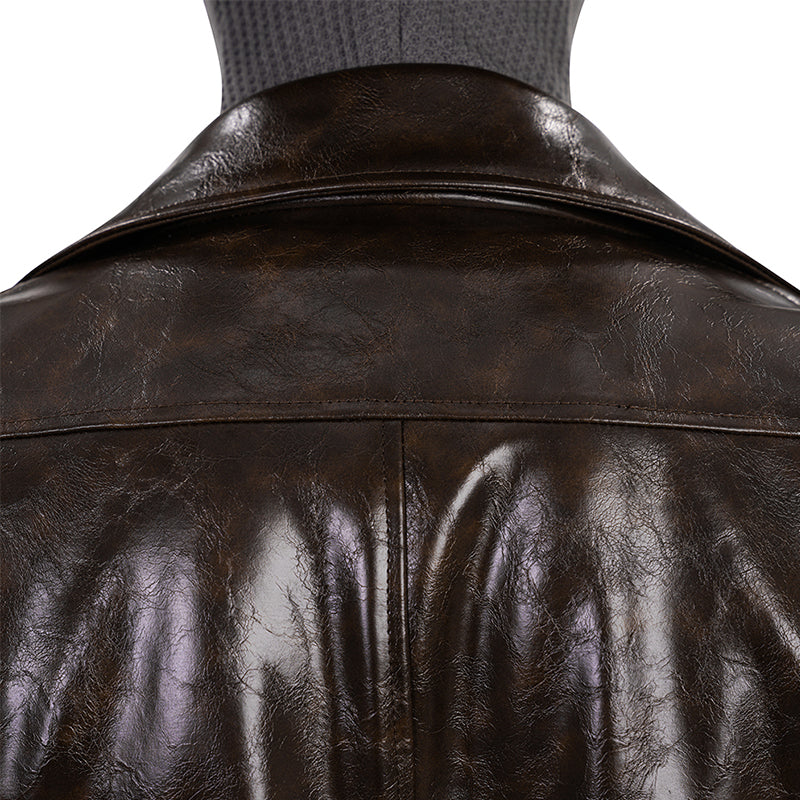 Spider Man Noir Cosplay Costume Brown Leather Halloween Outfit ACcosplay