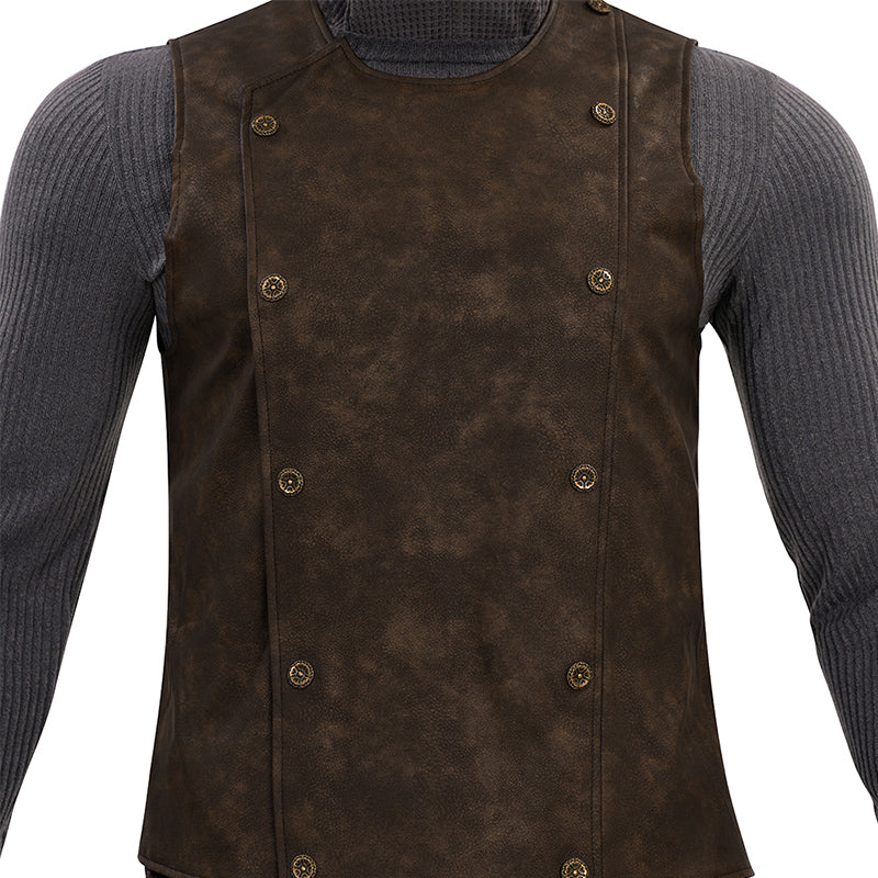 Spider Man Noir Cosplay Costume Brown Leather Halloween Outfit ACcosplay