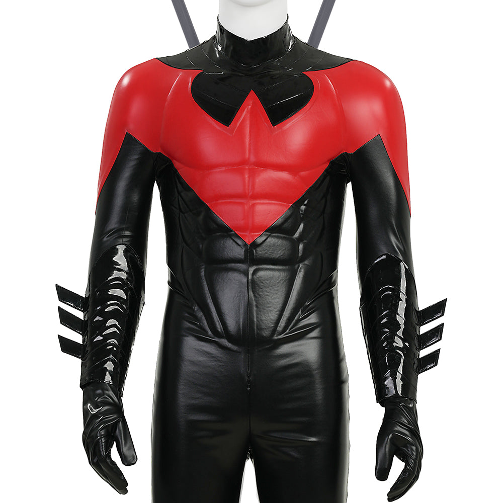 The New 52 Nightwing Dick Grayson Cosplay Costume Red Leather Halloween Outfit ACcosplay
