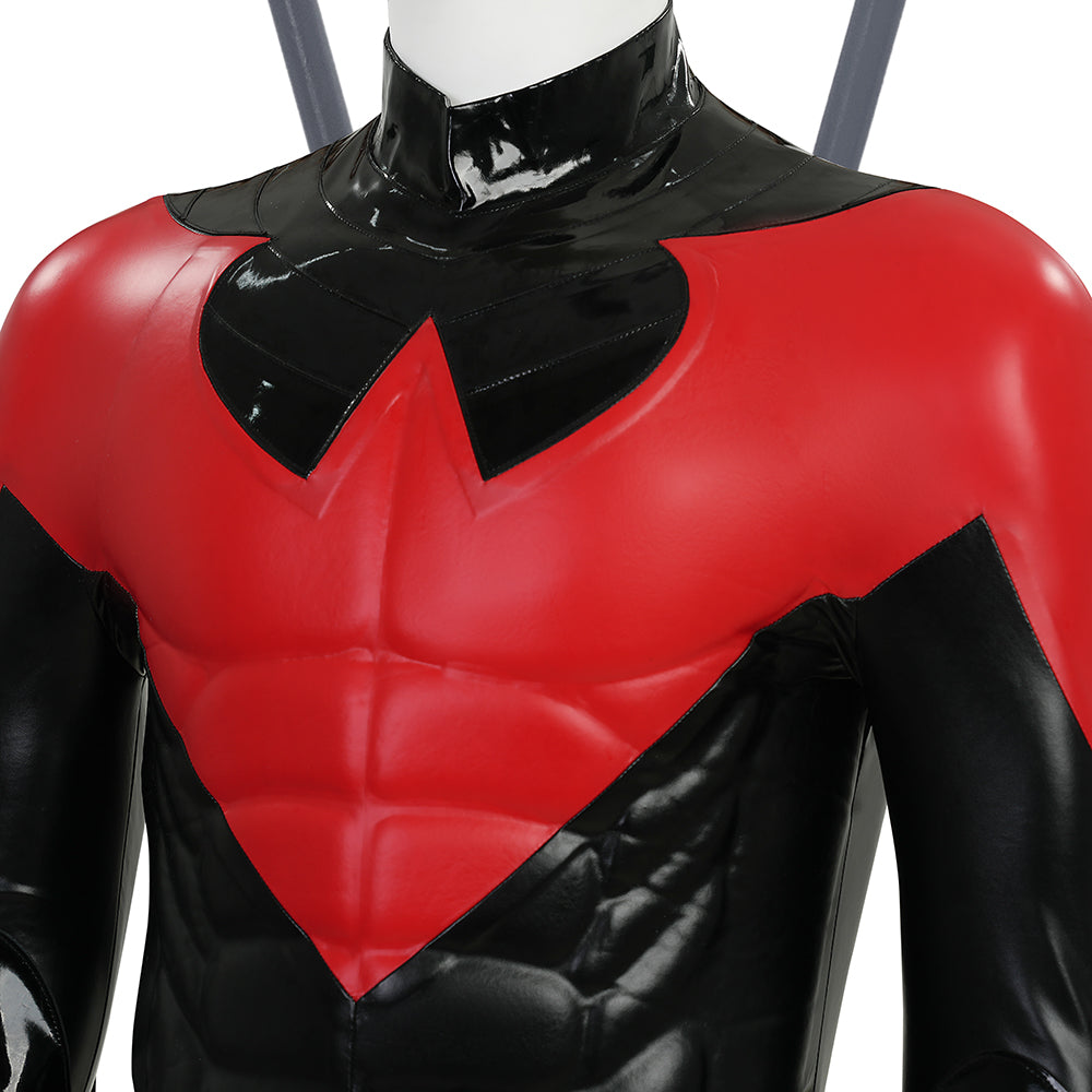 The New 52 Nightwing Dick Grayson Cosplay Costume Red Leather Halloween Outfit ACcosplay