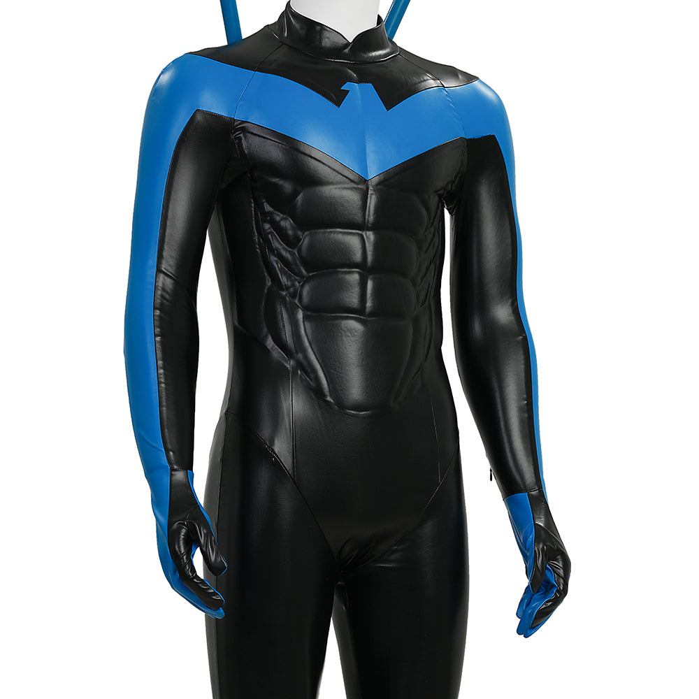 Dick Grayson Nightwing Cosplay Costume Nightwing Blue Leather Jumpsuit ACcosplay