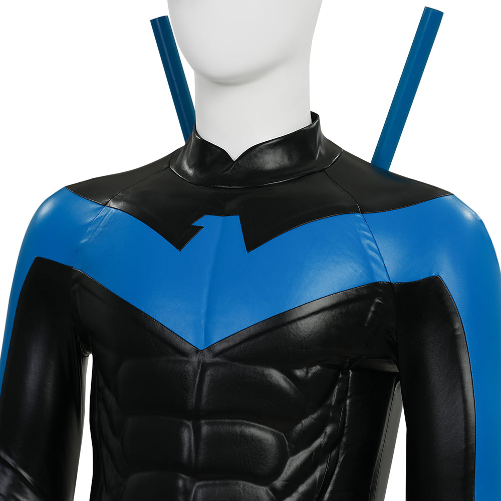 Dick Grayson Nightwing Cosplay Costume Nightwing Blue Leather Jumpsuit ACcosplay
