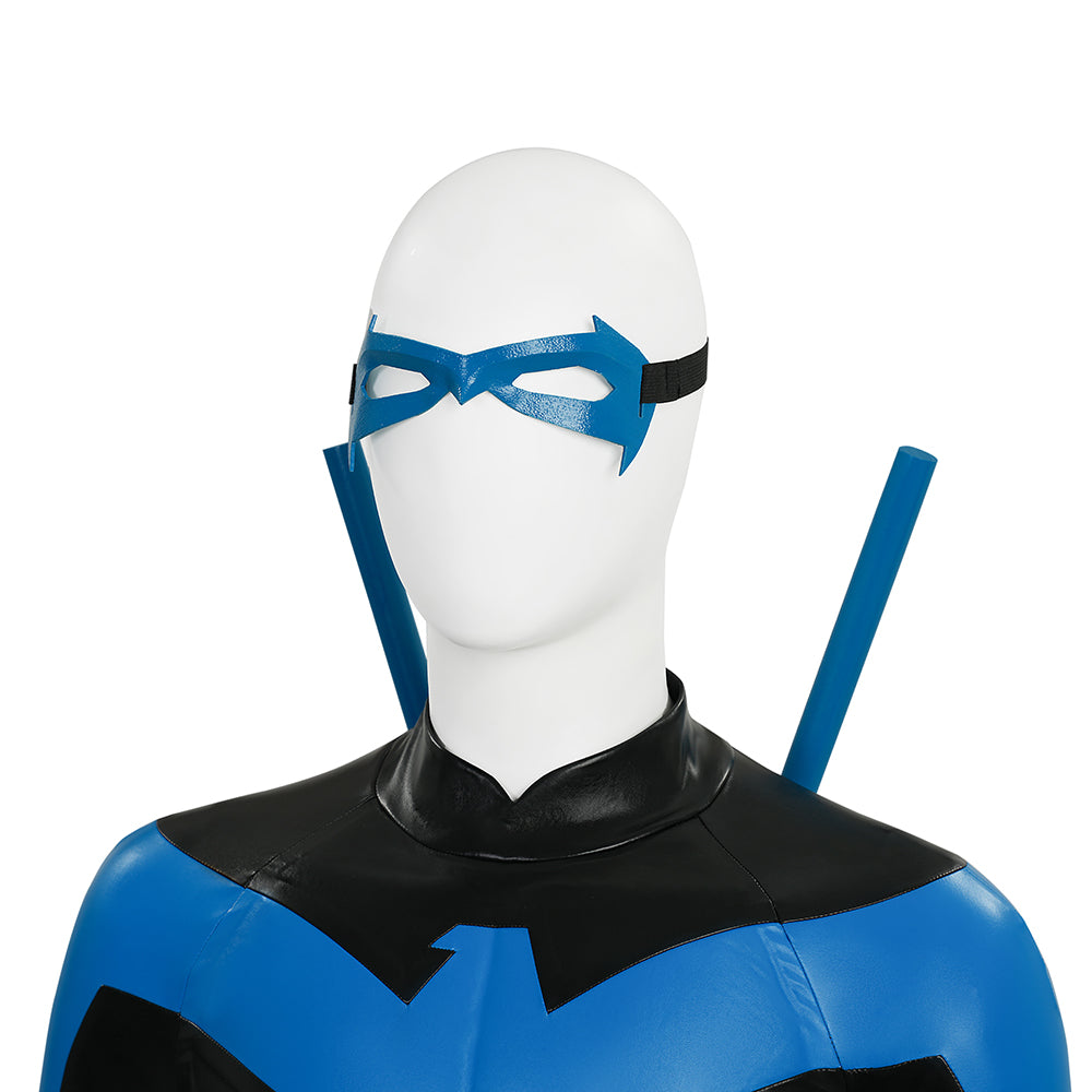 Dick Grayson Nightwing Cosplay Costume Nightwing Blue Leather Jumpsuit ACcosplay