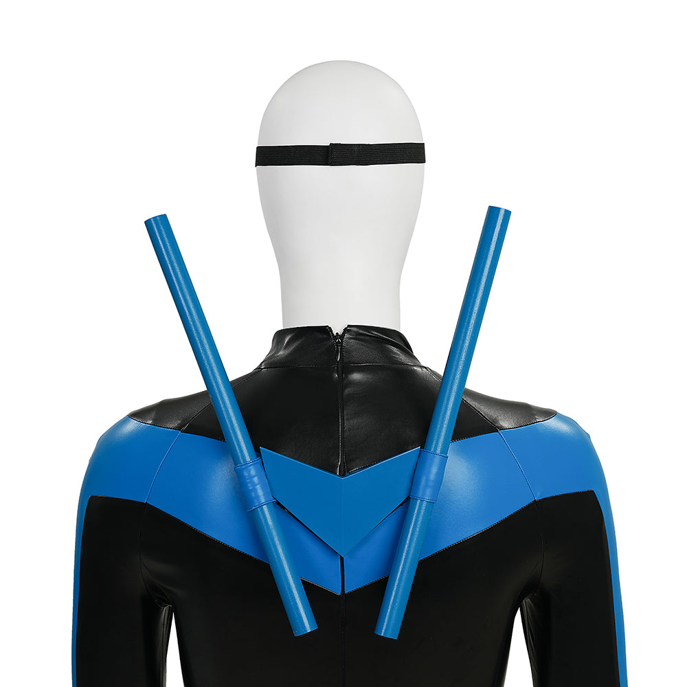 Dick Grayson Nightwing Cosplay Costume Nightwing Blue Leather Jumpsuit ACcosplay