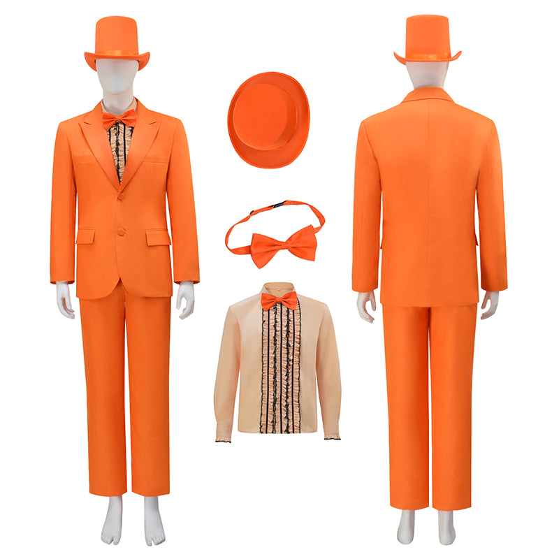 Dumb and Dumber Suit Lloyd Christmas Cosplay Costume Halloween Men Orange Suit