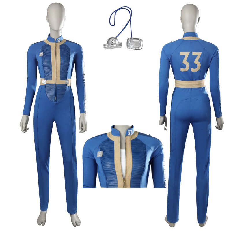 Fallout Lucy Cosplay Vault 33 Jumpsuit Female Fallout Blue Uniform Halloween Party Suit