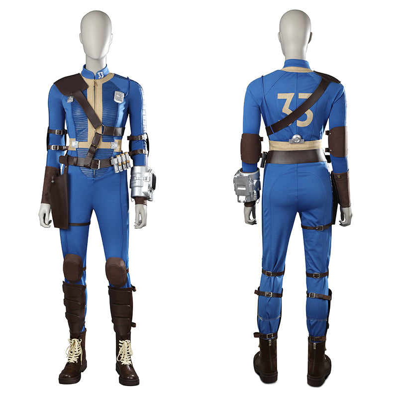 Fallout Lucy Cosplay Vault 33 Jumpsuit Female Fallout Blue Uniform Halloween Party Suit, M / Women / Full Set+Shoes Fallout Lucy Cosplay Vault 33 Jumpsuit Female Fallout Blue Uniform Halloween Party Suit, M / Women / Full Set+Shoes