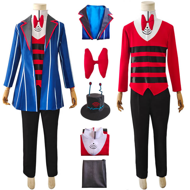 Hazbin Hotel Vox Blue Suit Cosplay Uniform Anime Halloween Vox Costume Online