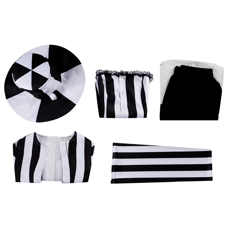 Lydia Deetz Dress Beetlejuice Lydia Black White Stripe Cosplay Costume Halloween Carnival Suit