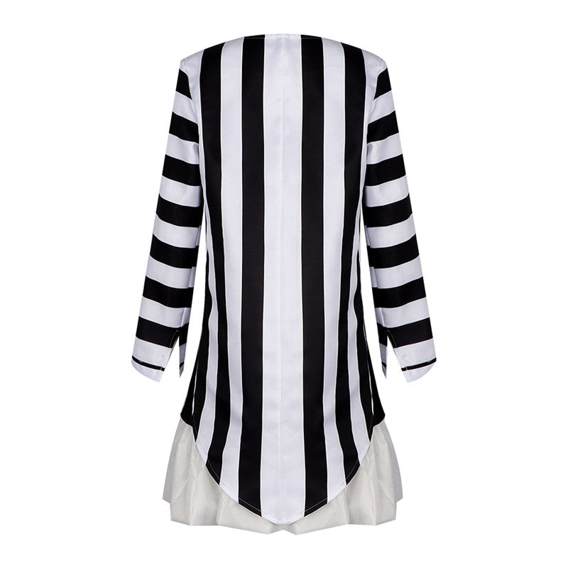 Lydia Deetz Dress Beetlejuice Lydia Black White Stripe Cosplay Costume Halloween Carnival Suit