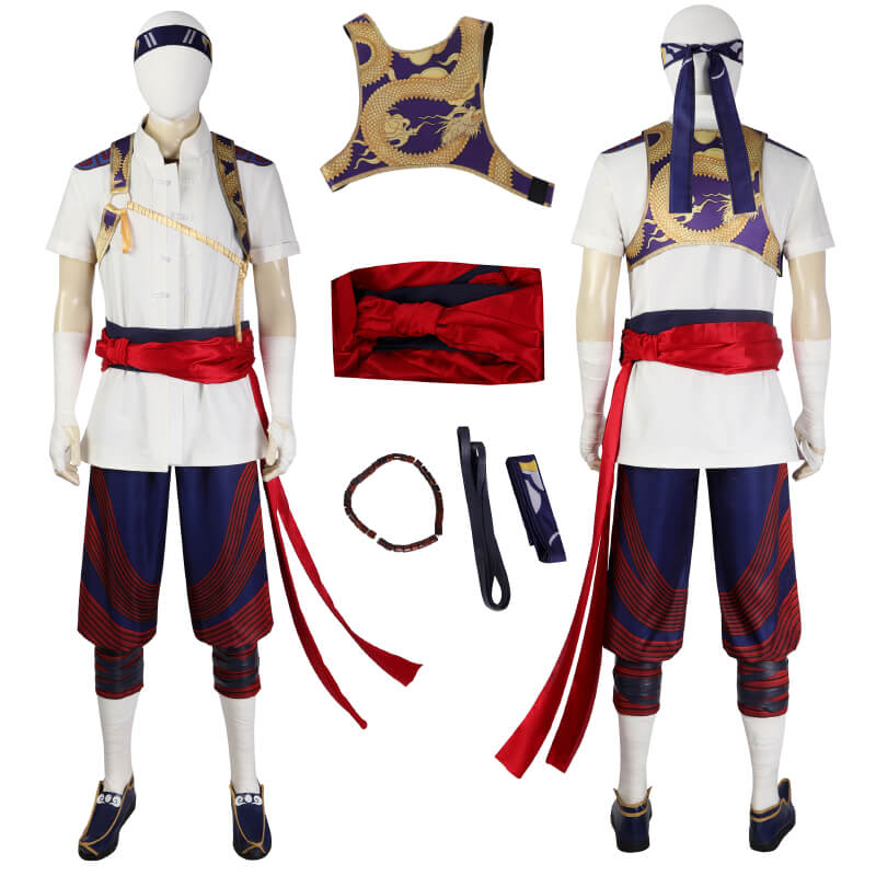 MK1 Liu Kang Costume Mortal Kombat Liu Kang Fire God Halloween Cosplay Outfit Suit ACcosplay