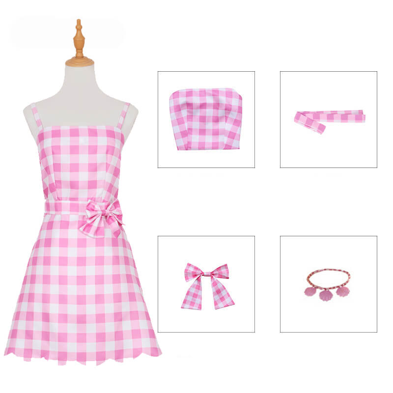 Margot Robbie Barbie Beach Dress 2023 Movie Barbie Kids Dress Cosplay Costume ACcosplay