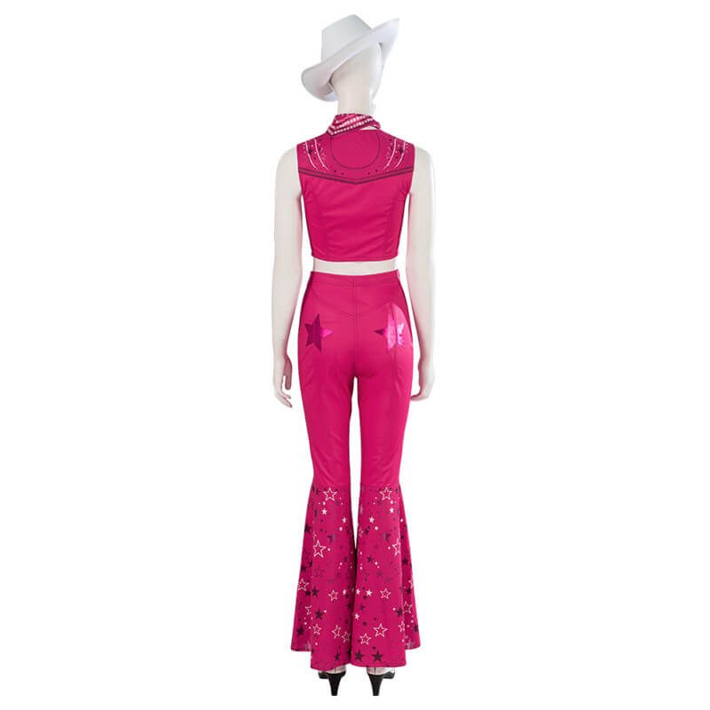 Margot Robbie Hot Pink Barbie Costume Cowgirl Barbie Western Outfit with Hat Top Level