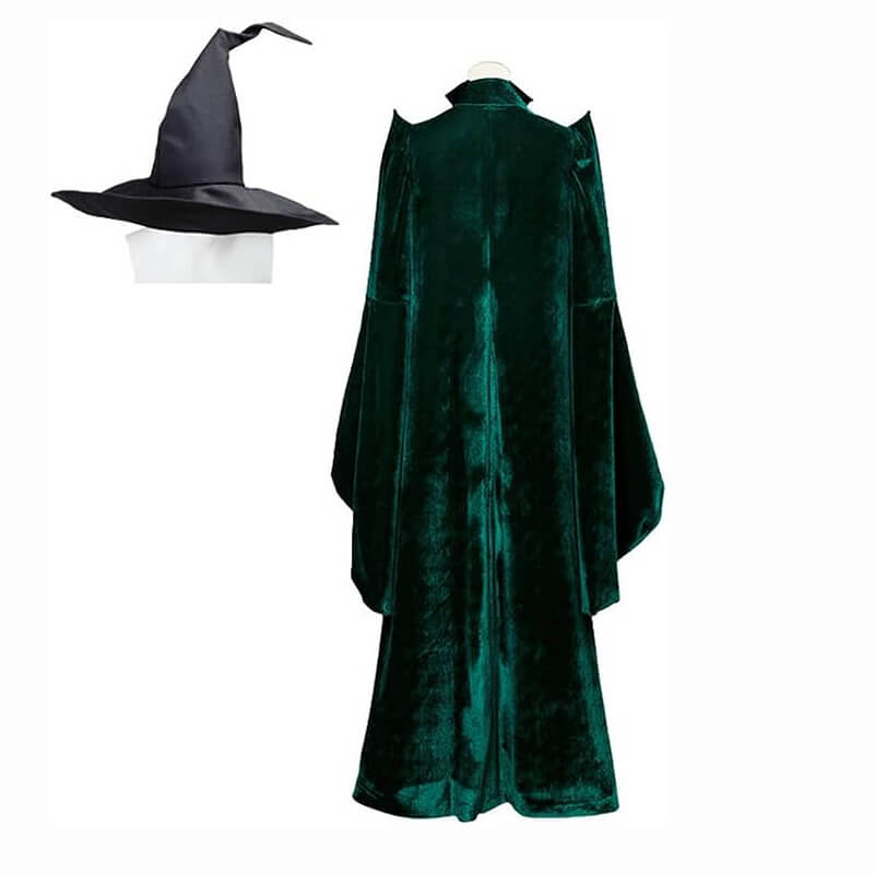 Professor Minerva McGonagall Cosplay Harry Potter Green Robe with Hat ACcosplay