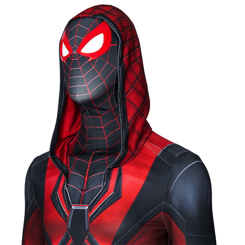 Spider-Man Miles Morales New Crimson Cowl Suit Cosplay Costume Jumpsuit