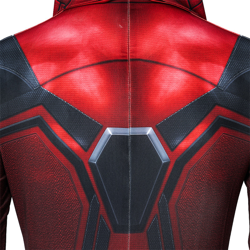 Spider-Man Miles Morales New Crimson Cowl Suit Cosplay Costume Jumpsuit