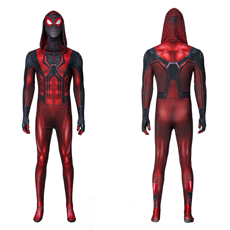 Miles Morales Crimson Cowl Costume Spider Suit Cosplay Adults