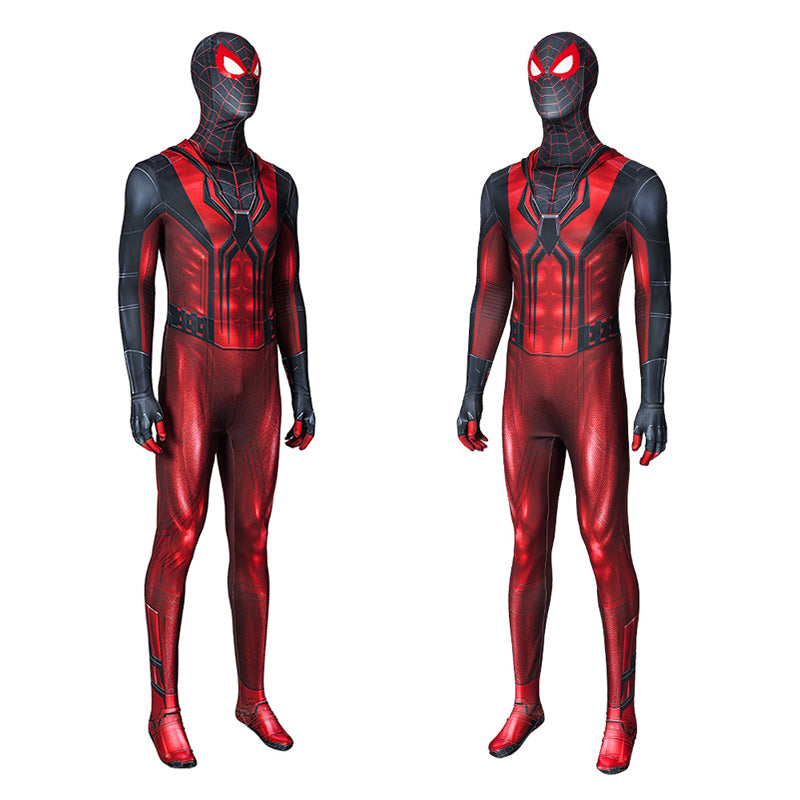 Spider-Man Miles Morales New Crimson Cowl Suit Cosplay Costume Jumpsuit