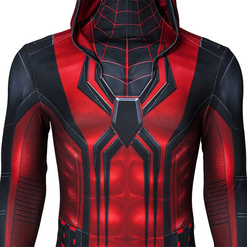 Spider-Man Miles Morales New Crimson Cowl Suit Cosplay Costume Jumpsuit