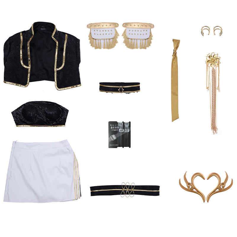 Kpop Demon Hunters Mira Cosplay Costume Golden Black Golden Dance Halloween Suit ACcosplay