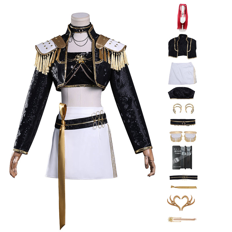 Kpop Demon Hunters Mira Cosplay Costume Golden Black Golden Dance Halloween Suit ACcosplay