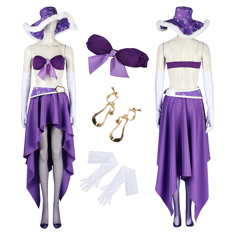 Nico Robin Cosplay Costume One Piece 15th Anniversary Suit Miss Allsunday Purple Bikini, M / Female