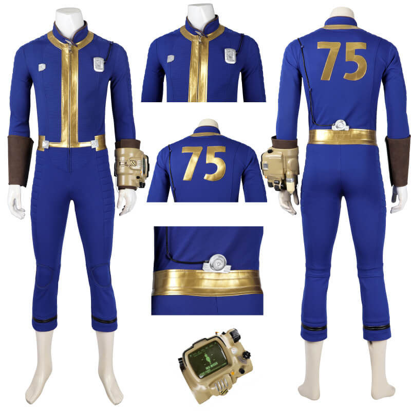 Fallout Vault Suit Fallout 4 Vault Jumpsuit No.75 Vault Dweller Costume Halloween Outfit ACcosplay