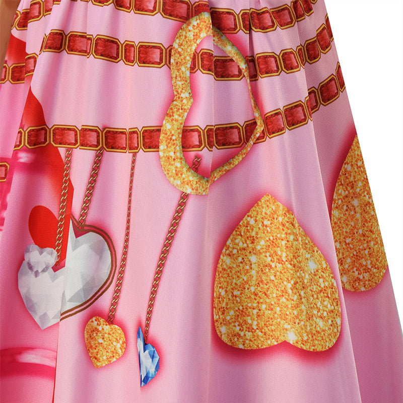 Descendants Young Queen of Hearts Adults Pink Dress Halloween Party Cosplay Costume