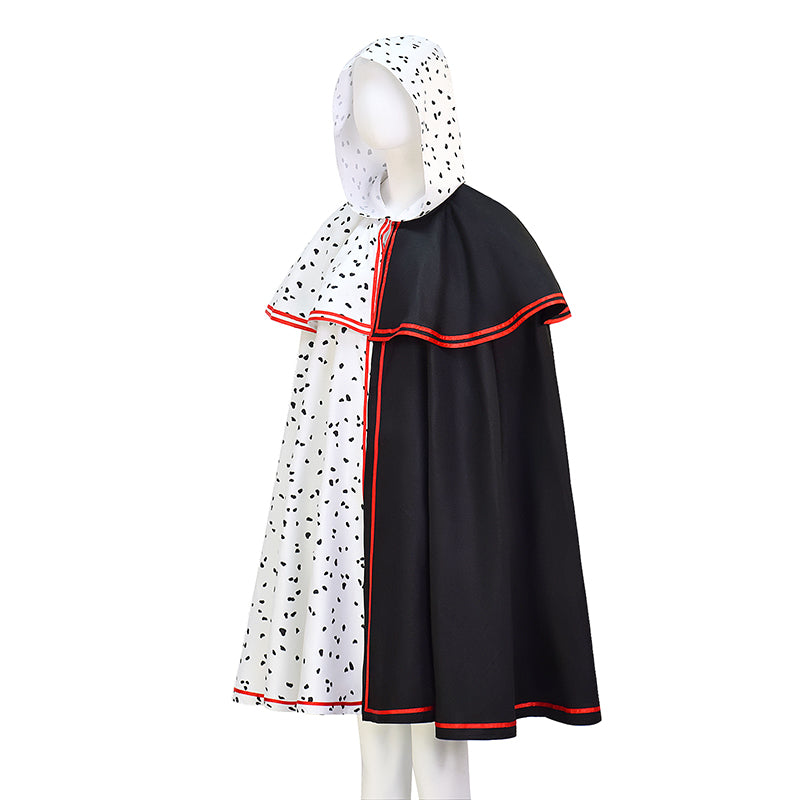 Spot Cloak Black White Clashing Cosplay Costume Halloween Party Outfits