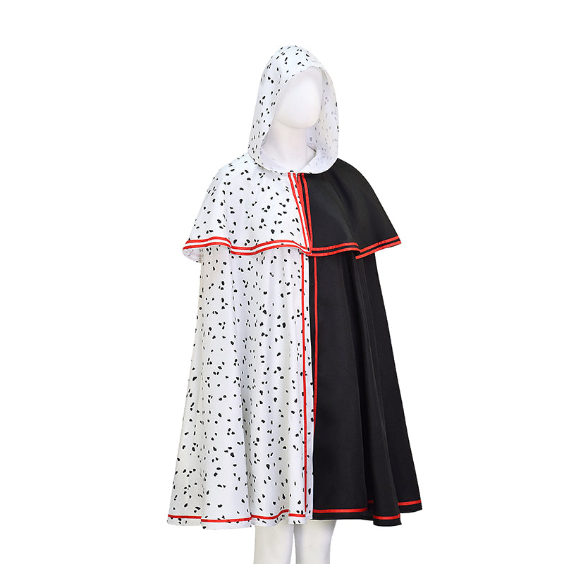 Spot Cloak Black White Clashing Cosplay Costume Halloween Party Outfits