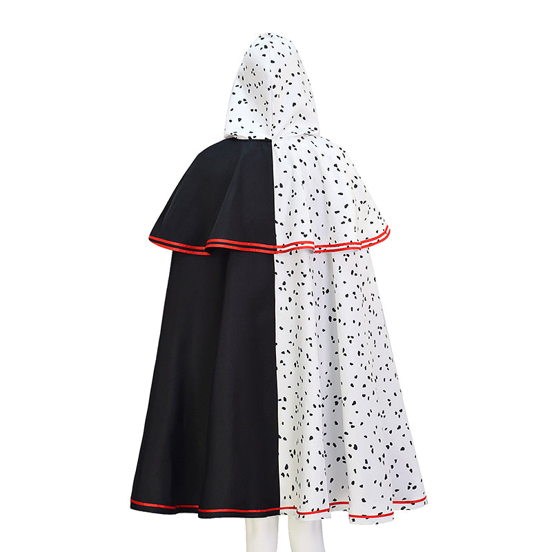 Spot Cloak Black White Clashing Cosplay Costume Halloween Party Outfits