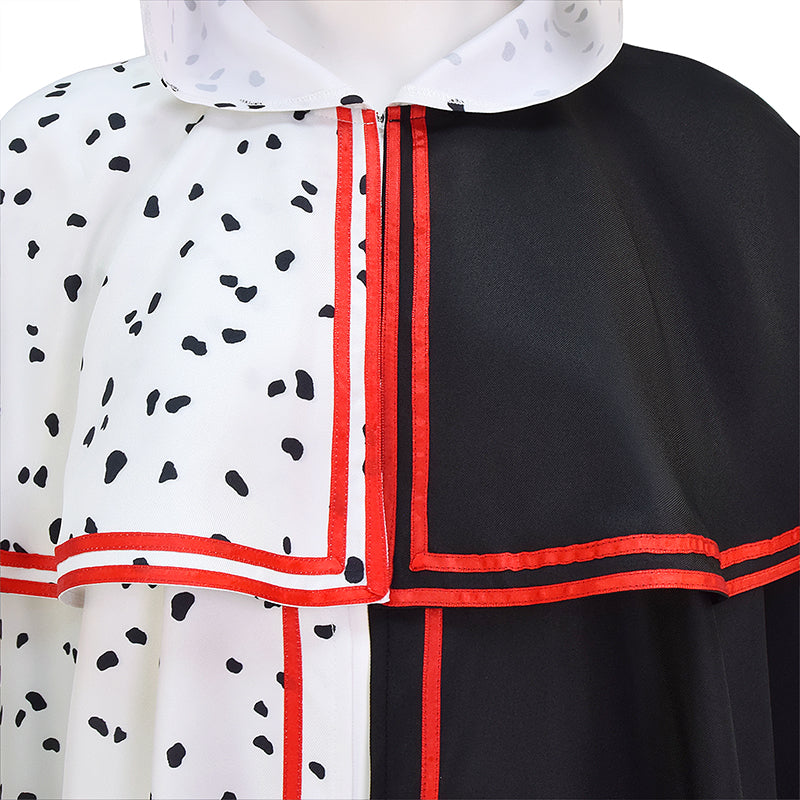 Spot Cloak Black White Clashing Cosplay Costume Halloween Party Outfits