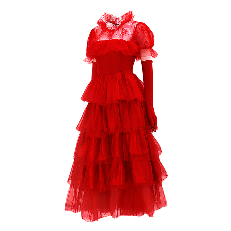 Lydia Deetz BeetleJuice The Maitlands Cosplay Costume Red Dress Halloween Party Outfit