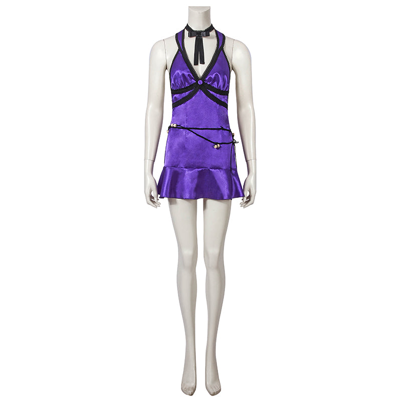 Tifa Lockhart Cosplay Costumes Final Fantasy VII Remake Purple Dress Halloween Suit